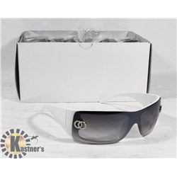 BOX OF WHITE CHANEL STYLED SUNGLASSES