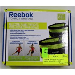REEBOK TONING ADJUSTABLE ANKLE WEIGHTS  2-2.5LBS