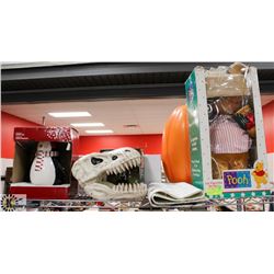 SHELF OF VARIOUS SEASONAL DECORATIONS
