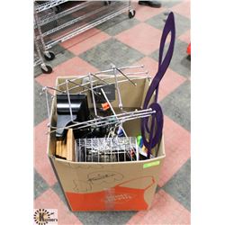BOX WITH ASSORTED RACKS AND HANGARS