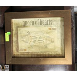 FRAMED OIL ON HARDBOARD QUEEN OF HEARTS BY ROSS