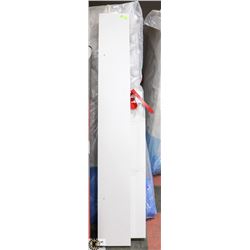 LOT OF 4 WHITE WALL SHELVES WITH ONE SET OF