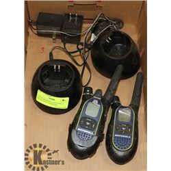 PAIR OF HANDHELD MOTOROLA RADIOS WITH CHARGERS,
