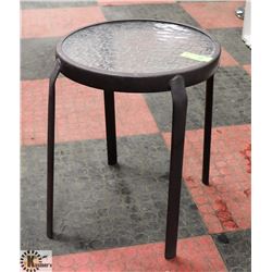 METAL AND GLASS PATIO END TABLE