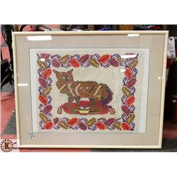 VINTAGE FRAMED NEEDLEPOINT PICTURE