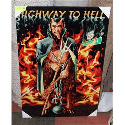 "HIGHWAY TO HELL" ROUTE 666 ART ON CANVAS