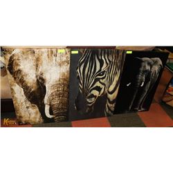 SET OF THREE SHOWHOME THEME ROOMS SAFARI CANVASES