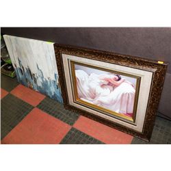 PAIR OF ESTATE ARTWORK (1 FRAMED)