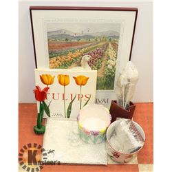 BOX OF TULIP THEMED ART, BOOKS, AND MORE