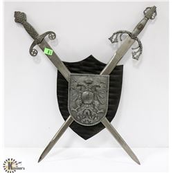 METAL AND WOOD WALL HANGING SWORD DISPLAY