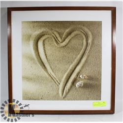FRAMED "HEART IN THE SAND" PICTURE 20X20,