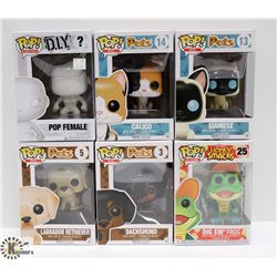 LOT OF 6 ASSORTED FUNKO POP VINYL FIGURES.