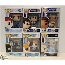 LOT OF 6 ASSORTED FUNKO POP VINYL FIGURES.