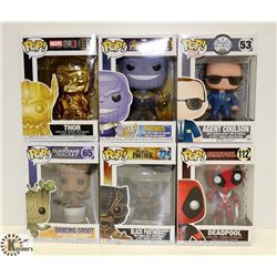 LOT OF 6 ASSORTED FUNKO POP VINYL FIGURES.