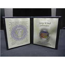 2001 George Washington Commemorative Silver Eagle. With presenation package