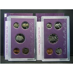 1990 & 1992 United States Mint 5 Coin Proof Sets With Original Gov't Packaging & COA's.