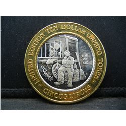 (CIRCUS-CIRCUS) SILVER (.999) RENO, NV, CASINO COIN, LIMITED EDITION, UNCIRCULATED, HUGE MIRROR!