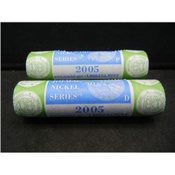 (2) Mint Wrapped 2005 P and D Westward Journey Ocean View nickel rolls.  GEM.