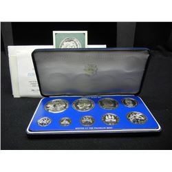 (9) Piece 1976 Jamaica Proof Set.  $10 and $5 coins are silver (almost two ounces).  Beautiful set i