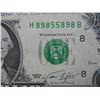 Image 2 : 1974 $1 Federal Reserve Note.  RADAR serial number (89855898).  Quite scarce.  GEM CU.       (
