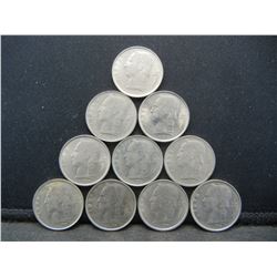 (10) 1970's Belgium One francs