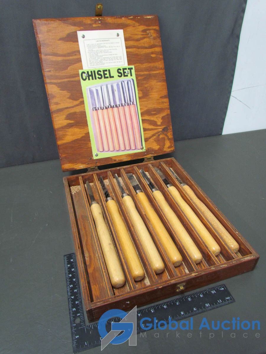 Chisel Set in Wooden Box (One Missing)