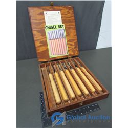 Chisel Set in Wooden Box (One Missing)