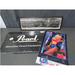 Vintage Framed Picture & Calendar