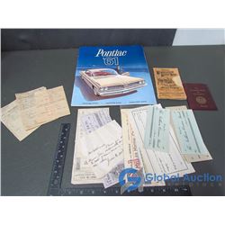 1961 Pontiac Catalogue & 1890s Invoices