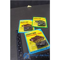 (3) Vintage NOS Mighty Mini Tanks in Packages (1974)