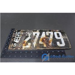 1919 Sask License Plate