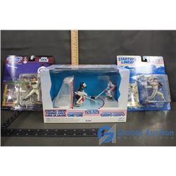 NIB Starting Line Up Freeze Frame Hockey Set, (2) Starting Line Up Baseball Figures