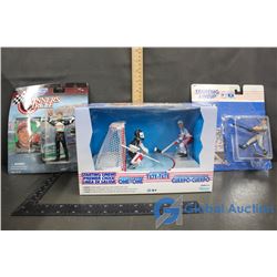 NIB Starting Line Up Freeze Frame Hockey Set, (2) Starting Line Up Baseball Figures