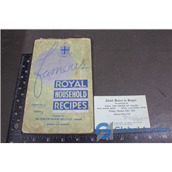 1919 HRH Prince of Wales Dinner Invitation and 1934 Ogilvie Flour Mills Co. Recipe Book