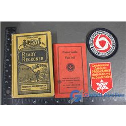 1934 First Aid Booklet and 1904 Mussons Ready Reckoner Log Book