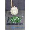 Image 1 : Vintage Spun Light Fixture and Bag of Decorative Stones