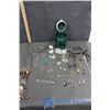 Image 1 : Green Jar of Jewelry and Spoons