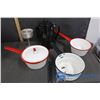 Image 1 : Enamel Pots (one lid) and Coffee Pot