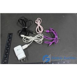 (2) Earbud Cords, (2) Samsung Charge Cords and Adaptor Plug