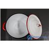 Image 11 : (5) Piece Red & White Enamel Pots with Lids