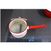 Image 5 : (5) Piece Red & White Enamel Pots with Lids