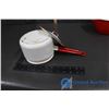 Image 7 : (5) Piece Red & White Enamel Pots with Lids