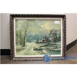"Moonlight in the Ridges" Framed Painting by W. Chandler