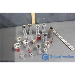 Large Assortment of Sockets - 1/4", 3/8", 1/2" Drive, Shallow & Deep