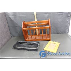 Wood Magazine Holder and Frame and Tool Tray