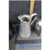 Image 2 : Glass Milk Bottle, Tin Can and (2) Metal Pitchers