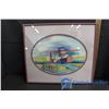 Image 4 : (2) Framed Cross Stitched and Water Color Pictures