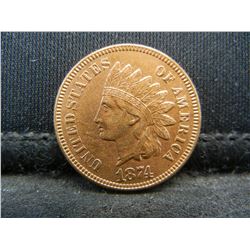 1874 Indian Cent AU/BU