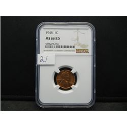 1948 Lincoln Cent NGC MS66 RED NGC Price Guide $135