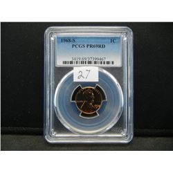 1968 S Lincoln Cent PCGS PR69RED